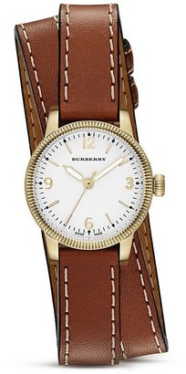 Burberry Double Wrap Leather Strap Watch, 30mm