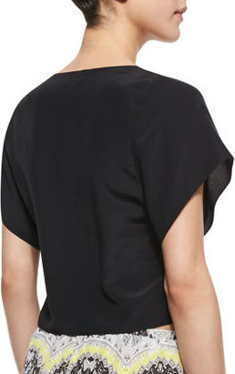 Neiman Marcus Cusp by Flutter Silk Crop Top, Black