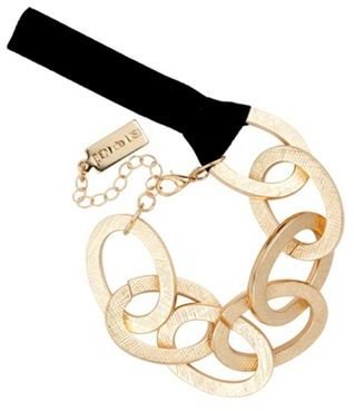 Ben de Lisi Principles by Chunky gold textured link black ribbon bracelet