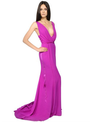 Nina Ricci Silk Crepe Dress With Satin Details