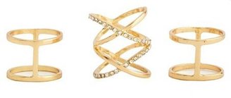 Charlotte Russe Crisscrossing & Stacked Cage Rings - 3 Pack