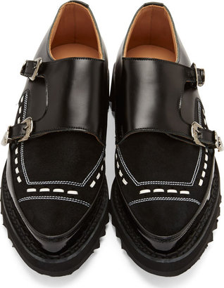 John Lawrence Sullivan Black Embellished Leather Monk Strap Shoes