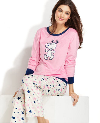 Briefly Stated Snoopy Fleece Top and Pajama Pants Set