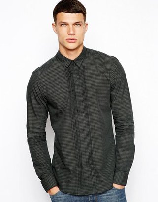 DKNY Shirt with Pleated Bib in Slim Fit