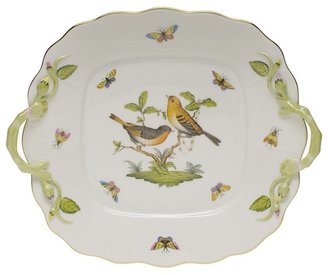 Herend Rothschild Bird Multi-Color Cake Plate with Handles