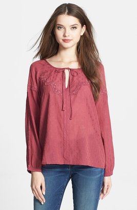 Olive & Oak Embroidered Woven Peasant Blouse