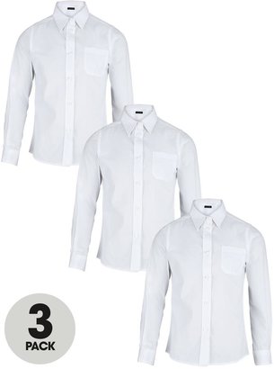Top Class Girls Easy Care School Uniform Long Sleeve Shirts (3 Pack)