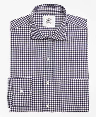 Brooks Brothers Navy and White Check Spread Collar Shirt