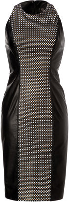 Versace Leather Dress with Laser Cut Panel