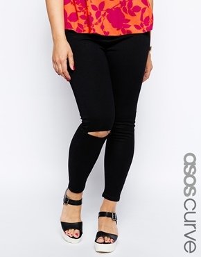ASOS CURVE Exclusive Ankle Grazer Jean With Ripped Knee