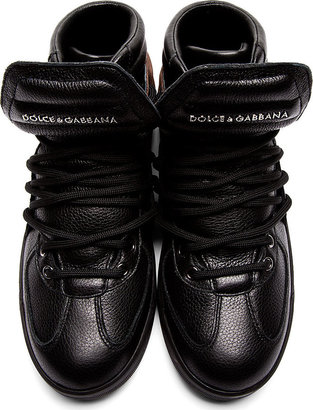 Dolce & Gabbana Black Leather High-Top Sneakers