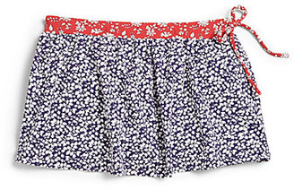 Oscar de la Renta Girl's Leaf Print Swim Skirt