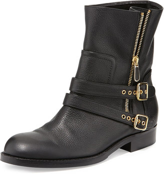 Sabrina Paul Andrew Double-Buckle Ankle Boot, Black