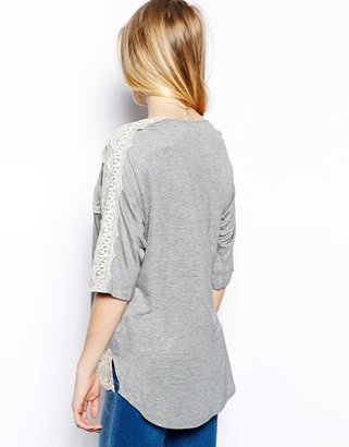 Oasis Crochet Lace Drop Sleeve T-Shirt
