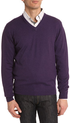 Hackett Fine Gauge Violet V-Neck Sweater