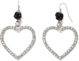 JCPenney Decree Silver-Tone Heart and Flower Drop Earrings