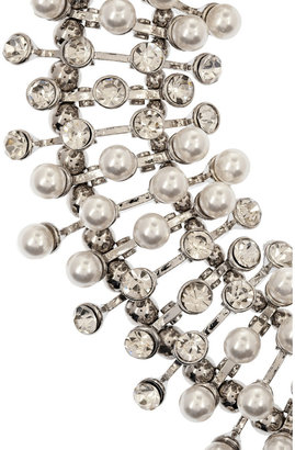 Kenneth Jay Lane Rhodium-tone, faux pearl and crystal necklace