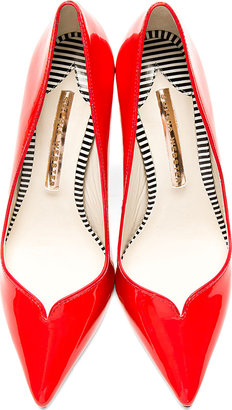 Webster Sophia Red Patent Leather Lyla Text Heel Pumps