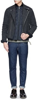 Nobrand Detachable vest houndstooth tweed biker jacket