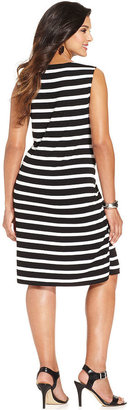 Alfani Plus Size Sleeveless Striped Tiered Dress