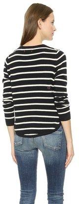 Chinti and Parker Striped Heart Cashmere Sweater