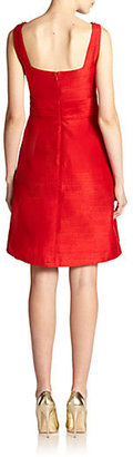 Kay Unger Embellished Dupioni Fit-&-Flare Dress