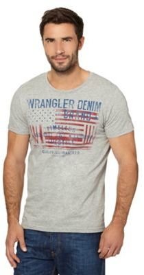 Wrangler Big and tall light grey faded flag logo t-shirt