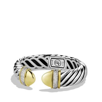 David Yurman Waverly Cable Bracelet with Diamonds and Gold