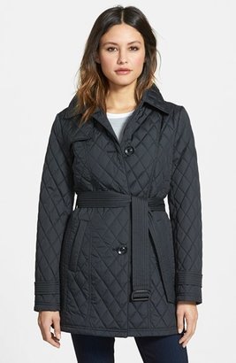 Ellen Tracy Single Breasted Quilted Trench Coat