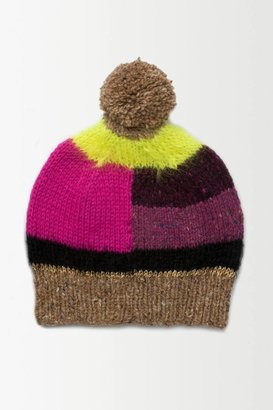 Anthropologie Rose and Rose Colour Block Bobble Hat