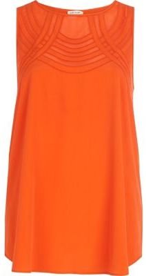 River Island Bright orange curved mesh panel shell top