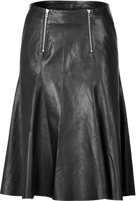 Faith Connexion Leather Flared Midi-Skirt