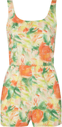 Alice + Olivia Naleigh floral-print crepe playsuit