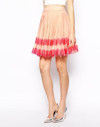 Ted Baker Stripe Skirt in Pleated Lace