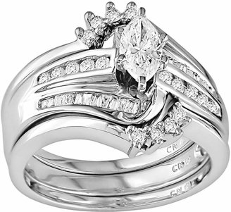 Stella Grace 14k White Gold 3/4-ct. T.W. IGL Certified Marquise-Cut Diamond Swirl Ring Set