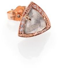 Jacquie Aiche Labradorite, Diamond & 14K Rose Gold Triangle Single Stud Earring