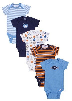 Gerber Onesies® Newborn Boys' 5 Pack Sports Print Bodysuits - Blue/Orange