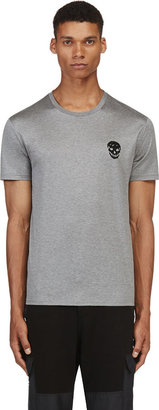 Alexander McQueen Grey Beaded Skull T-Shirt