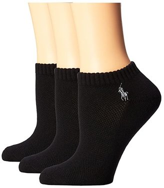 Lauren Ralph Lauren Cushion Foot Mesh Top Cotton Low Cut 3 Pack (Black) Women's Low Cut Socks Shoes