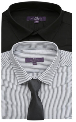 George Tailor & Cutter 3 Pack Shirt & Tie Set - Black