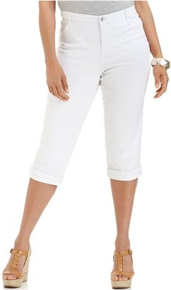 Style&Co. Style & Co. Plus Size Tummy Fit Capri Jeans, Bright White Wash