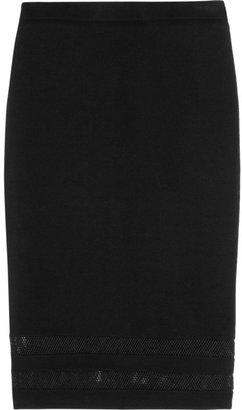 Karl Lagerfeld Paris Ashley mesh-trimmed stretch-jersey skirt