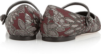 Dolce & Gabbana Metallic floral-brocade point-toe flats