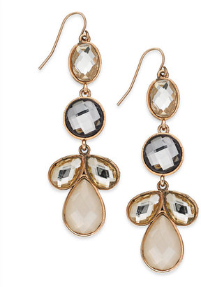 INC International Concepts Rose Gold-Tone Five-Stone Linear Drop Earrings