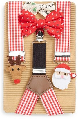 Mud Pie 'Santa' Bow Tie & Suspenders (Baby)