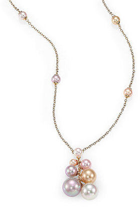 Majorica 5MM-12MM White, Nuage & Pink Round Pearl Cluster Necklace