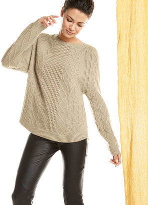 Neiman Marcus Cashmere Ribbed Cable Sweater