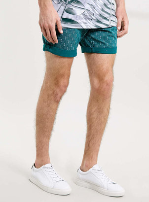 Topman Green Striped Chino Shorts