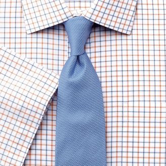 Charles Tyrwhitt Orange and blue grid check non-iron Classic fit short sleeve shirt