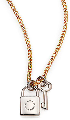 Marc by Marc Jacobs Lock & Key Pendant Necklace/Goldtone